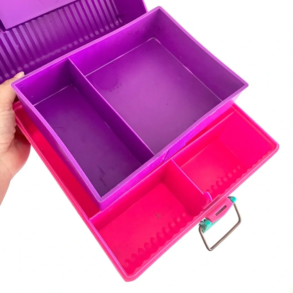 Vintage 80’s Sassaby pink & purple makeup travel tote organizer holder